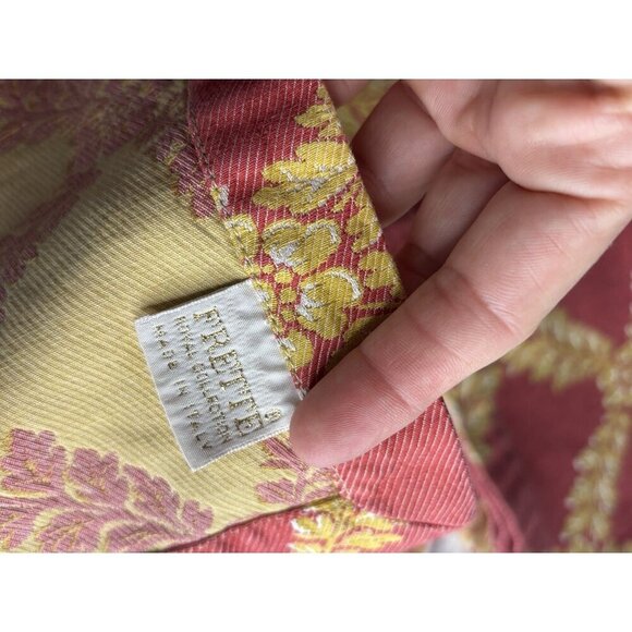 4 Cotton Damask FRETTE Gold Red Colored Cloth Napkins ITALY Leafy Florals - Picture 6 of 8